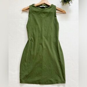 Zara High Neck Sleeveless Bodycon Mini Dress in Green